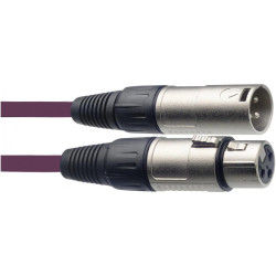 Audio kabel 10m - prodlužovací, male konektory: 1× XLR3, female konektor 1× XLR3, rovné zakončení, fialový