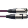 Audio kabel 10m - prodlužovací, male konektory: 1× XLR3, female konektor 1× XLR3, rovné zakončení, fialový