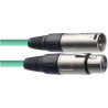 Audio kabel 10m - prodlužovací, male konektory: 1× XLR3, female konektor 1× XLR3, rovné zakončení, ZELENÝ