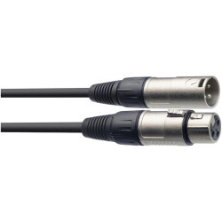 Audio kabel 3m - prodlužovací, male konektory: 1× XLR3, female konektor 1× XLR3, rovné zakončení, MODRÝ