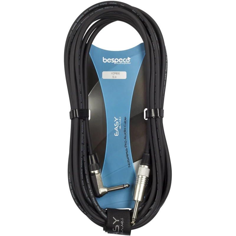 Audio kabel - nástrojový kabel, 6m, oboustranný 6.3mm Jack (M), rovný, zahnutý